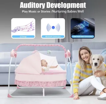 Elektromos babaágy, biztonságos és kényelmes kialakítású, hordozható és kompakt